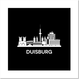 Duisburg Skyline, white Posters and Art